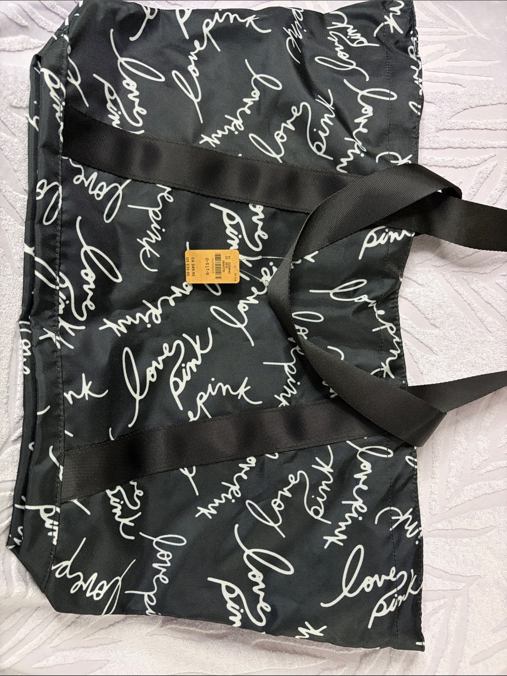 PINK Victoria's Secret Black Tote with White Script